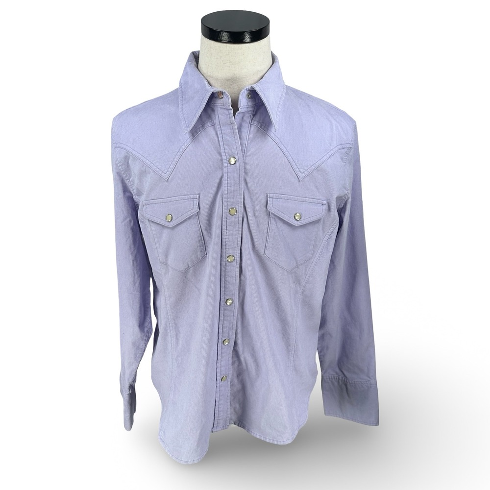 Gap Y2K Womens XL Lavender Purple Corduroy Western Pearl Snap Shirt READ